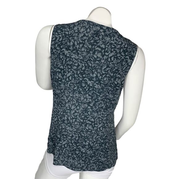 Halogen M silk sleeveless tank ruffle v-neck zip - Picture 3 of 6